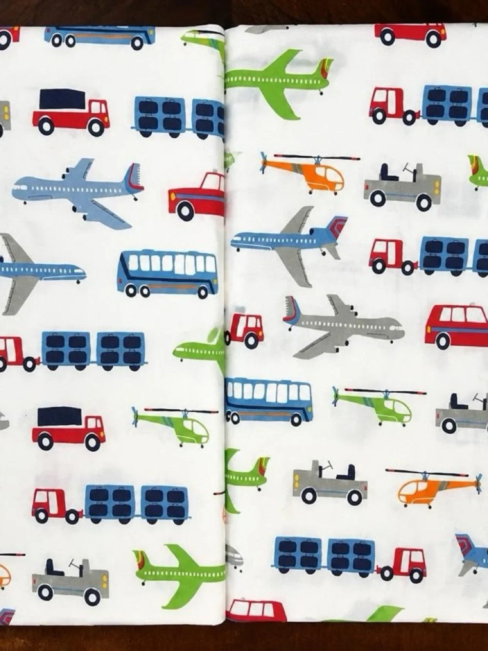 Pottery Barn Kids Planes Trains Automobiles Flat Sheet and 2 Pillowcases set PBK
